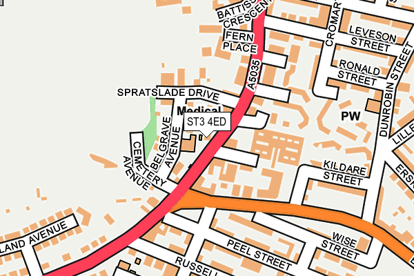 ST3 4ED map - OS OpenMap – Local (Ordnance Survey)