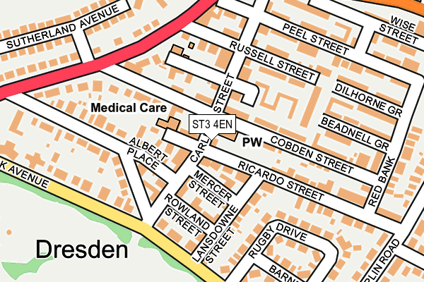 ST3 4EN map - OS OpenMap – Local (Ordnance Survey)