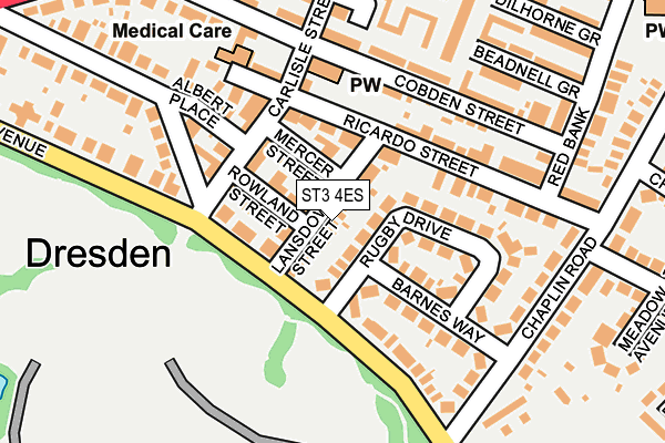 ST3 4ES map - OS OpenMap – Local (Ordnance Survey)