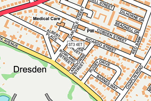 ST3 4ET map - OS OpenMap – Local (Ordnance Survey)