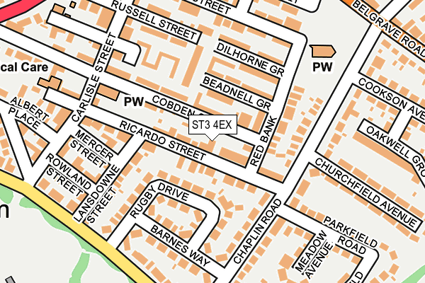 ST3 4EX map - OS OpenMap – Local (Ordnance Survey)