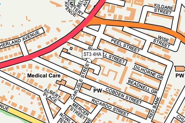 ST3 4HA map - OS OpenMap – Local (Ordnance Survey)