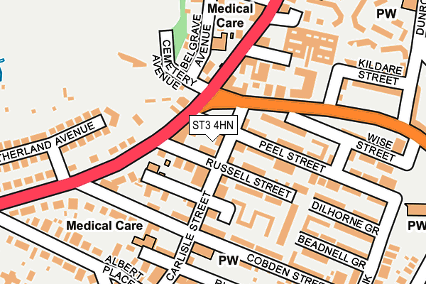 ST3 4HN map - OS OpenMap – Local (Ordnance Survey)