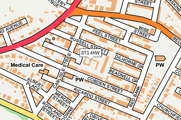 ST3 4HW map - OS OpenMap – Local (Ordnance Survey)