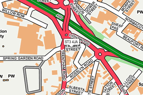 ST3 4JA map - OS OpenMap – Local (Ordnance Survey)