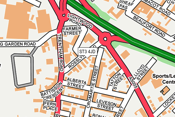 ST3 4JD map - OS OpenMap – Local (Ordnance Survey)