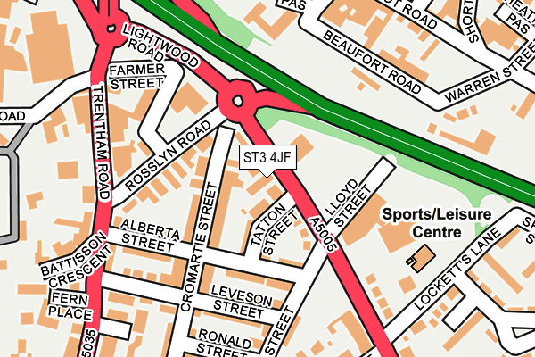 ST3 4JF map - OS OpenMap – Local (Ordnance Survey)
