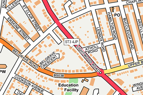 ST3 4JP map - OS OpenMap – Local (Ordnance Survey)