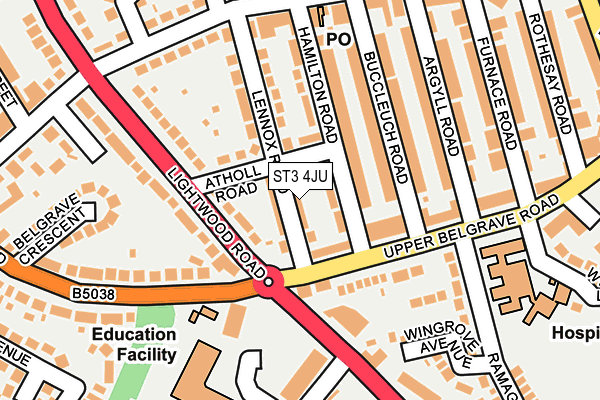 ST3 4JU map - OS OpenMap – Local (Ordnance Survey)