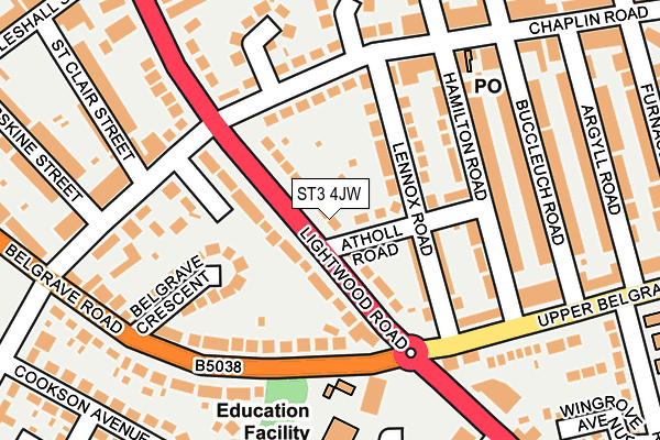 ST3 4JW map - OS OpenMap – Local (Ordnance Survey)