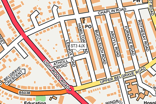 ST3 4JX map - OS OpenMap – Local (Ordnance Survey)
