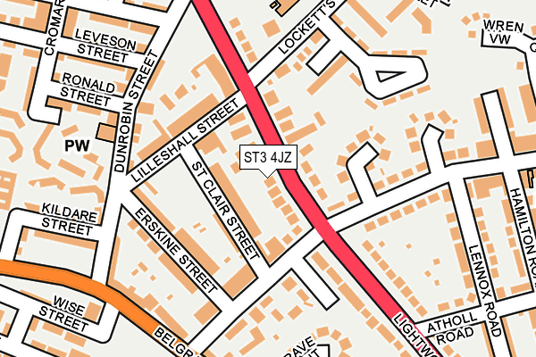 ST3 4JZ map - OS OpenMap – Local (Ordnance Survey)