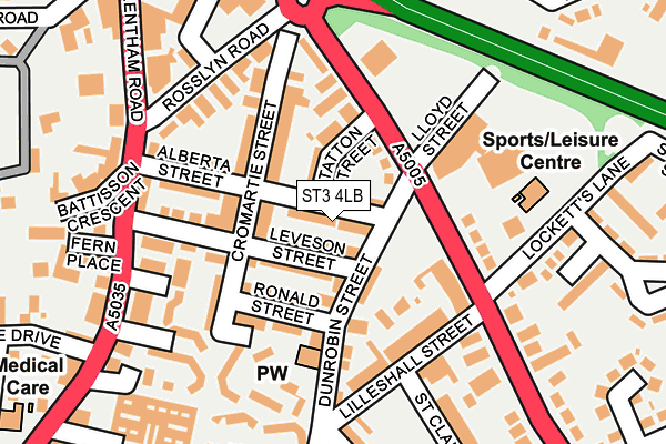 ST3 4LB map - OS OpenMap – Local (Ordnance Survey)