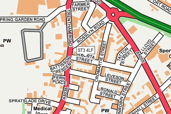 ST3 4LF map - OS OpenMap – Local (Ordnance Survey)