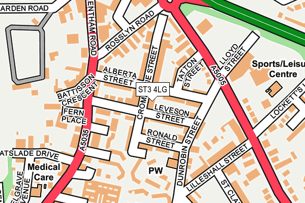 ST3 4LG map - OS OpenMap – Local (Ordnance Survey)