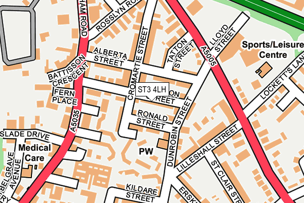 ST3 4LH map - OS OpenMap – Local (Ordnance Survey)
