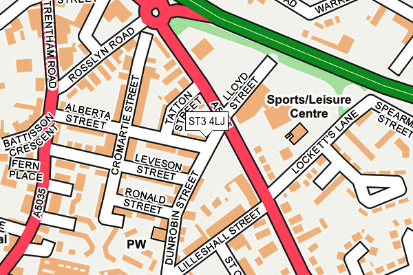 ST3 4LJ map - OS OpenMap – Local (Ordnance Survey)