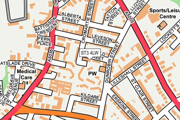 ST3 4LW map - OS OpenMap – Local (Ordnance Survey)