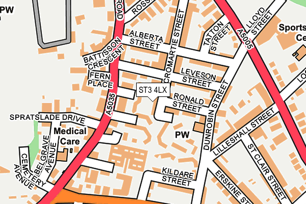 ST3 4LX map - OS OpenMap – Local (Ordnance Survey)