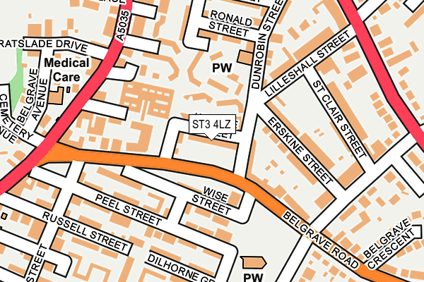 ST3 4LZ map - OS OpenMap – Local (Ordnance Survey)