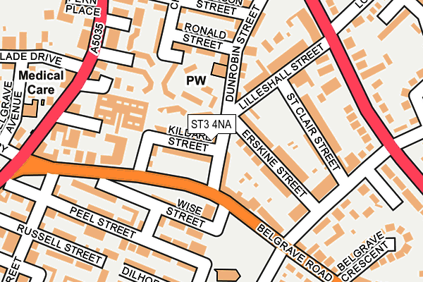 ST3 4NA map - OS OpenMap – Local (Ordnance Survey)