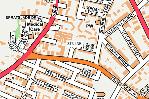 ST3 4NB map - OS OpenMap – Local (Ordnance Survey)