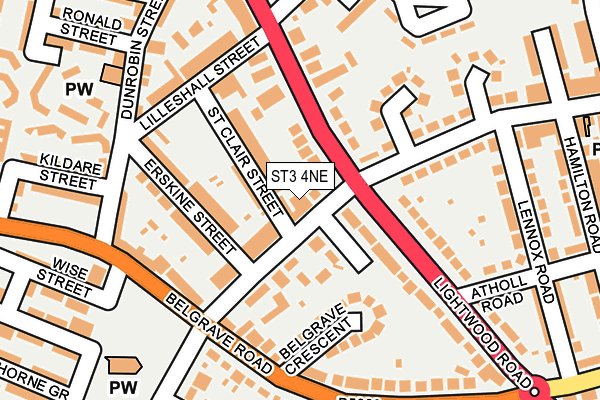 ST3 4NE map - OS OpenMap – Local (Ordnance Survey)