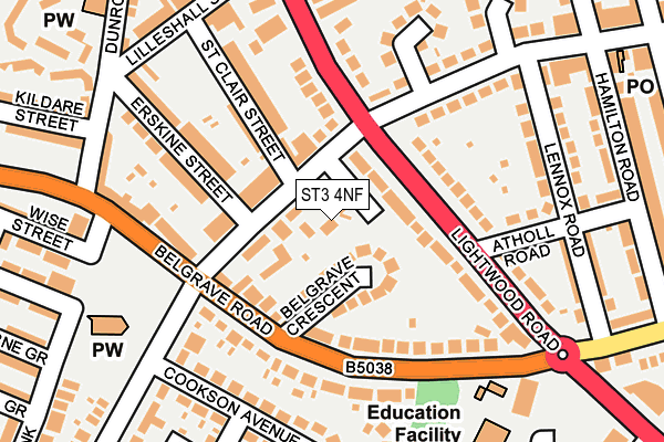 ST3 4NF map - OS OpenMap – Local (Ordnance Survey)