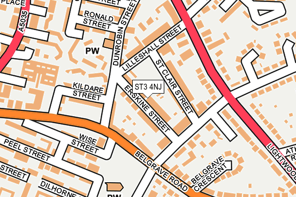 ST3 4NJ map - OS OpenMap – Local (Ordnance Survey)