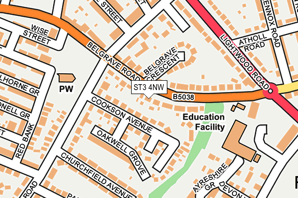 ST3 4NW map - OS OpenMap – Local (Ordnance Survey)