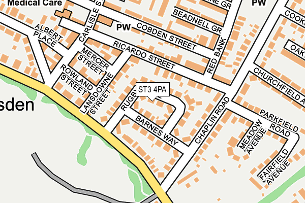 ST3 4PA map - OS OpenMap – Local (Ordnance Survey)