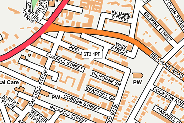 ST3 4PF map - OS OpenMap – Local (Ordnance Survey)