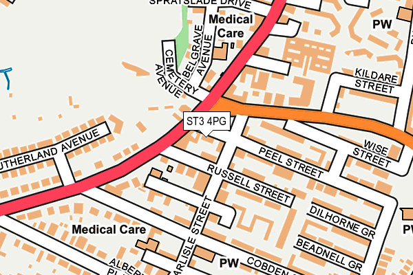 ST3 4PG map - OS OpenMap – Local (Ordnance Survey)