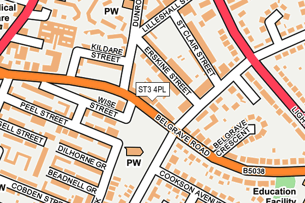 ST3 4PL map - OS OpenMap – Local (Ordnance Survey)