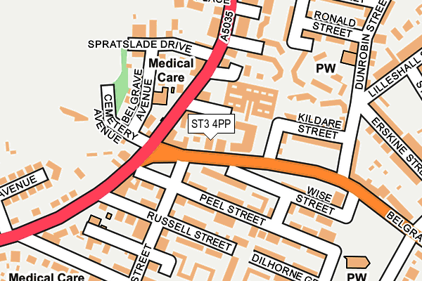 ST3 4PP map - OS OpenMap – Local (Ordnance Survey)