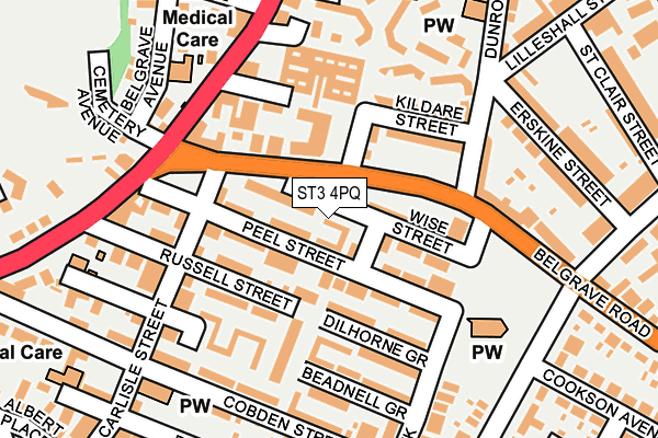 ST3 4PQ map - OS OpenMap – Local (Ordnance Survey)