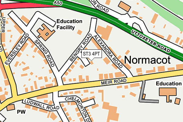 ST3 4PT map - OS OpenMap – Local (Ordnance Survey)