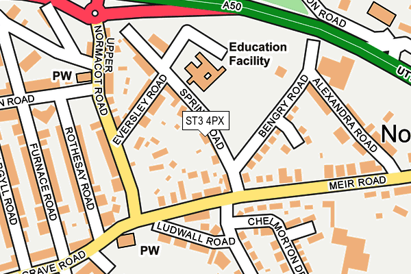 ST3 4PX map - OS OpenMap – Local (Ordnance Survey)
