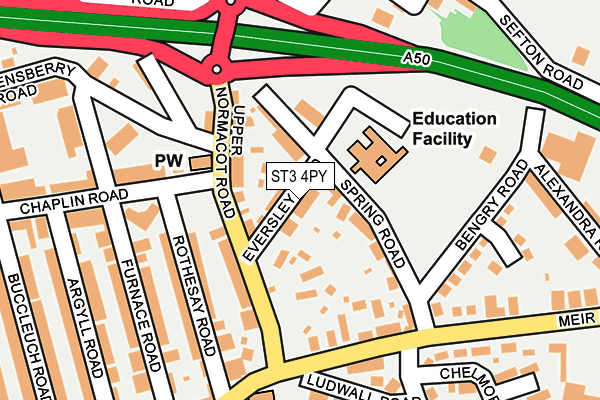 ST3 4PY map - OS OpenMap – Local (Ordnance Survey)