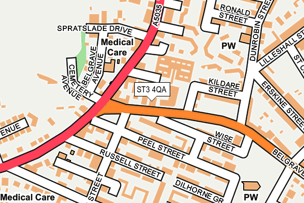 ST3 4QA map - OS OpenMap – Local (Ordnance Survey)
