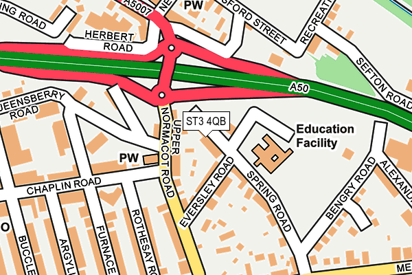 ST3 4QB map - OS OpenMap – Local (Ordnance Survey)