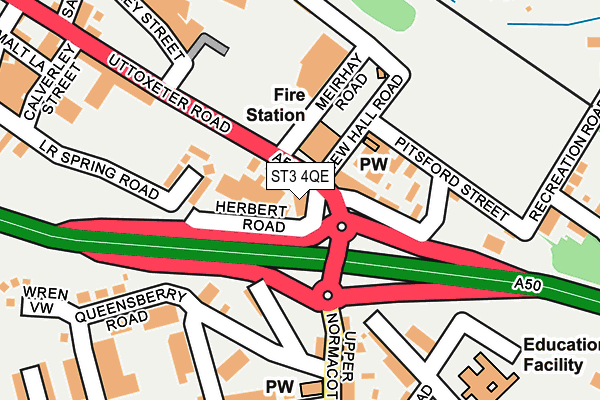 ST3 4QE map - OS OpenMap – Local (Ordnance Survey)