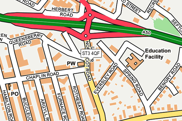 ST3 4QF map - OS OpenMap – Local (Ordnance Survey)