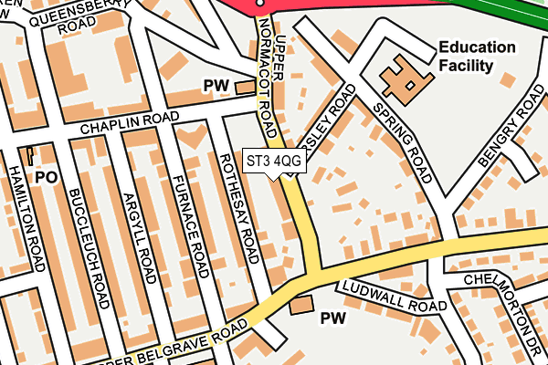ST3 4QG map - OS OpenMap – Local (Ordnance Survey)