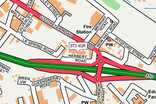 ST3 4QR map - OS OpenMap – Local (Ordnance Survey)