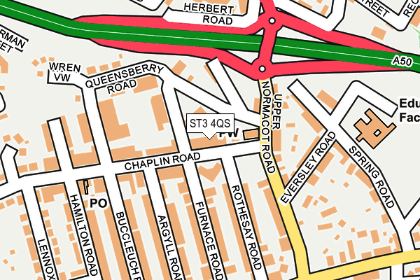 ST3 4QS map - OS OpenMap – Local (Ordnance Survey)