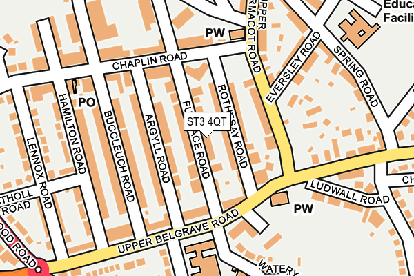 ST3 4QT map - OS OpenMap – Local (Ordnance Survey)