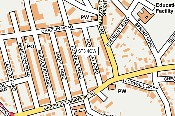 ST3 4QW map - OS OpenMap – Local (Ordnance Survey)