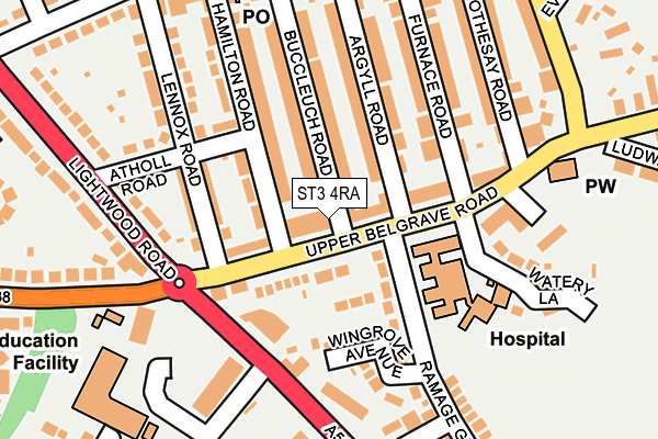 ST3 4RA map - OS OpenMap – Local (Ordnance Survey)