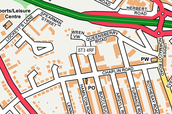 ST3 4RF map - OS OpenMap – Local (Ordnance Survey)